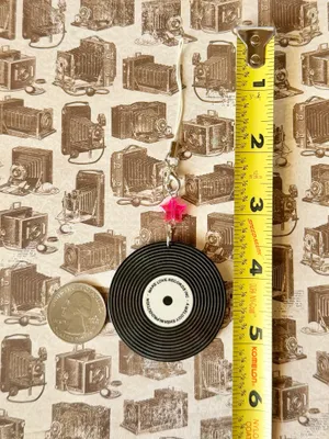 Handmade grunge street funky y2k retro style vinyl record phone charm/bag accessory/keychain/car display🌙 thumbnail 6