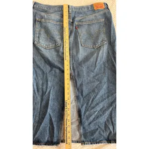 Levis Denim Midi Skirt Women 33 Blue Medium Wash Straight Back Slit 5-Pocket thumbnail 7