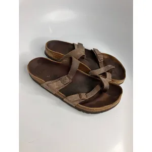 Birkenstock Mayari Sandals Womens 40 Brown Good Oiled Leather Toe Loop Slide thumbnail 3