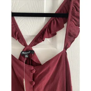Madewell Ruffle Strap Button Front Cami Womens Size 00 Red‎ Tank NEW Fem thumbnail 4