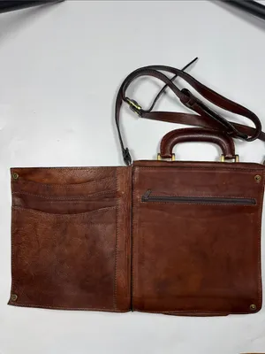 Guidi Vintage Brown Leather Crossbody Messenger Unisex Folio Work Bag thumbnail 6