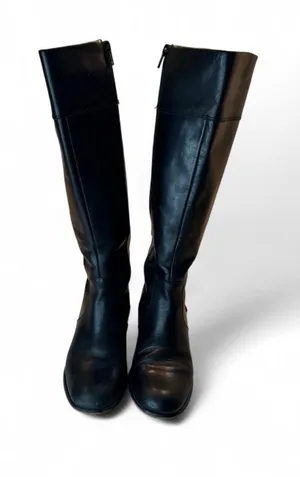 Corso Como Women's Classics Black Leather Riding Boots Side Zipper  thumbnail 1
