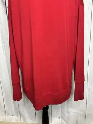 Athleta Coaster Luxe Sweatshirt Red Tencel Modal Pullover Sz L High Low Hem thumbnail 10
