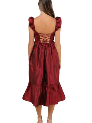 Lulus Burgundy Lace-up Back Midi Party Dress NWT Size XL Wedding Guest Dress thumbnail 2