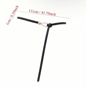 Black Trendy Knotted Skinny Thin Belt For Women Classic Solid Color Faux Leather thumbnail 11
