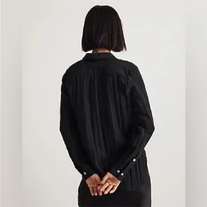 Madewell Black Crinkled Button-Up Shirt Size Medium thumbnail 3