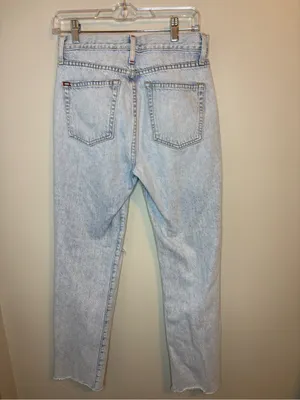 Alice + Olivia Amazing High Rise Boyfriend Jeans 27 Distressed Light Wash thumbnail 2