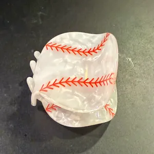 Baseball Hair Claw/ Clip White thumbnail 6