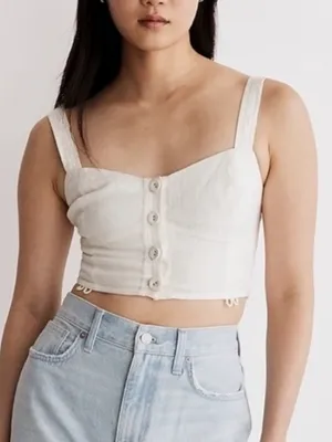 Madewell Sweetheart Linen Blend Crop Tank Top thumbnail 10