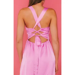 Show Me Your Mumu Mina Midi Dress Purple Pink Luxe Satin M NWT thumbnail 9
