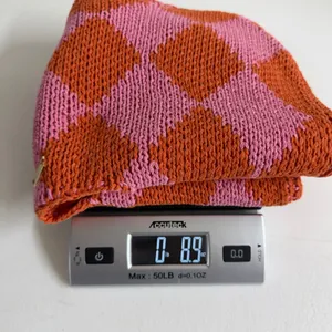 Kopari Knitted Argyle Shoulder Bag pink orange woven slouchy hobo handbag purse thumbnail 7