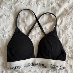 Calvin Klein Black and White Cross-Back Bra thumbnail 1