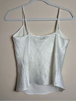Victoria's Secret White Lace Trim Satin Cami gold label Vintage size small thumbnail 2