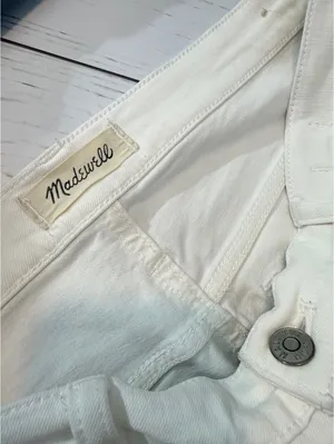 Madewell 9 Mid-Rise Skinny Jeans White Button Fly Frayed Hem Women's 32 thumbnail 5