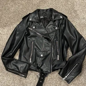 Zara Black Faux Leather Moto Jacket thumbnail 16