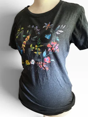 Hawaii Aloha Official Black Floral Women's Graphic Short Sleeve Tee thumbnail 2