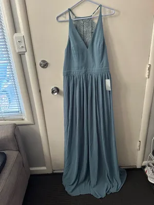 Lulu's Dusty Blue Spaghetti Strap Maxi Dress thumbnail 10