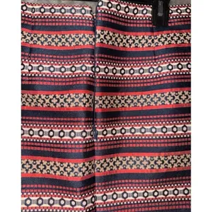 Loft Red & Tan Geometic Striped Midrise A-Line Skirt size 2 Academia 773 thumbnail 3