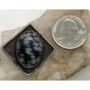 Vintage Handmade Gray Agate Pendant‎ Oxidized Sterling 925 Silver 8.8g Boho thumbnail 3