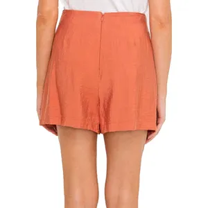All in Favor Front Tie Pleated Terracotta Shorts thumbnail 2