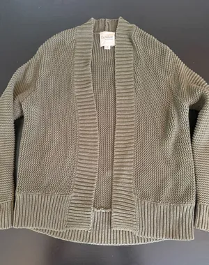 UpWest Resort & Mercantile Olive Green Chunky Knit Open‎ Cardigan Sweater XS thumbnail 1