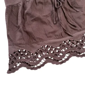 Rachel Zoe Women's Brown Cropped Eyelet Boho Hippie‎ Peasant Tank Top Size Large thumbnail 3