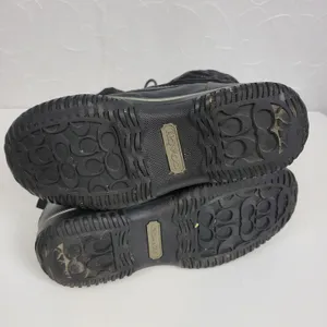 Coach Shaine Boots 5.5 Womens Black Leather Lace Up Round Toe Signature Logo thumbnail 6