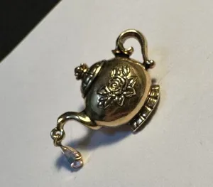 Signed Avon Teapot Brooch Tack Pin Gold Tone thumbnail 1