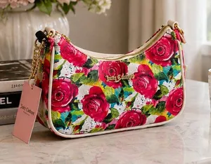 Juicy Couture Rose Print Crescent Shoulder Bag NWT Floral Purse thumbnail 1