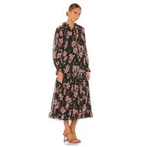 NEW FREE PEOPLE Feeling Groovy Floral-print Chiffon Maxi Dress Size Large thumbnail 8