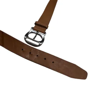 Michael Kors Women's Brown Leather Belt Silver Buckle Adjustable Chunky thumbnail 6