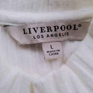 Liverpool Los Angeles Cream Sleeve Ribbed Knit High Neck Tank LARGE thumbnail 4