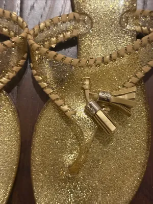 Jack Rogers Gold Glitter Braided Tassel Women's Sandals Size 7 thumbnail 3
