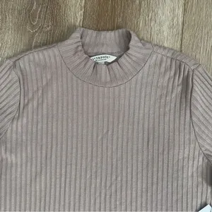 NWT Liverpool Mock Neck Ribbed Knit Top Sandstone Tan Size Large LM8229K61 thumbnail 5