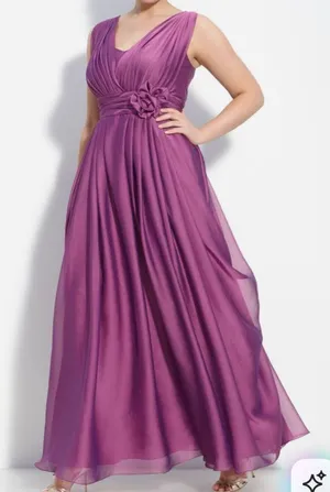 JS Collections Purple Sleeveless Chiffon V Neck A Line Formal Maxi Gown 6 thumbnail 1