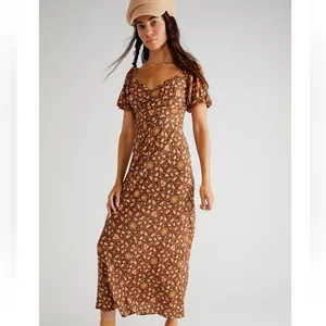 Free People - SPELL- Madame Peacock Sweetheart Maxi Dress In Coffee thumbnail 16