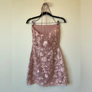Lucy in the Light Pink Crochet Mini Dress Size S thumbnail 3