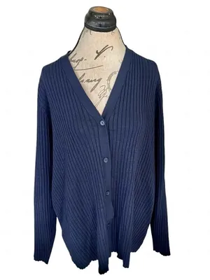 Lane Bryant Ribbed V-neck button-front Cardigan Sweater Long Sleeve Sz 14/16 1X thumbnail 2