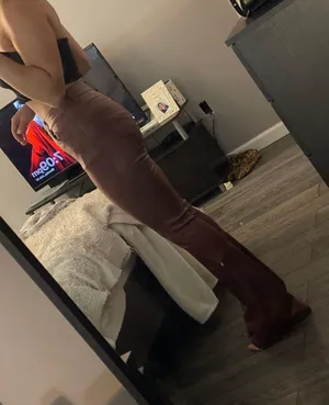 Edikted Faux Leather Flare Pants thumbnail 3