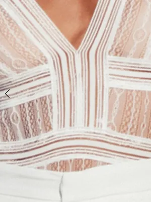 Hello Molly Duckworth White Sheer Lace Bodysuit S $69 thumbnail 6