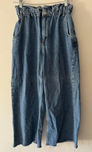 Zara Paperbag Elastic Waist‎ Wide Leg Baggy Balloon Jeans thumbnail 1