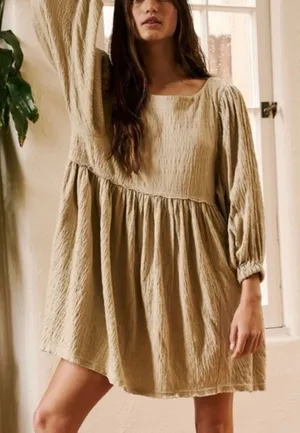Free People FP Beach Get Obsessed Babydoll Dress size XS oversized green boho thumbnail 1