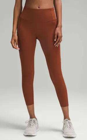 Lululemon Fast and Free High-Rise Crop 23" Size 6 Leggings Dark Terracotta thumbnail 1