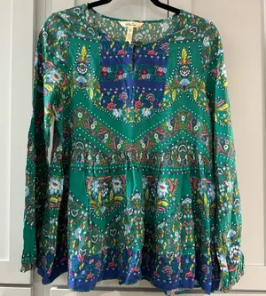 Matilda Jane Evergreen Peplum Top boho floral‎ long sleeve feminine medium thumbnail 1