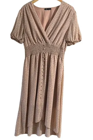 Elegant Cream Polka Dot Dress thumbnail 1