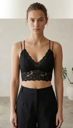 Victoria's Secret PINK Intricate Black Floral Lace Bralette 🖤 thumbnail 1