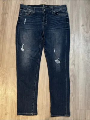 7 for all mankind Josefina skinny boyfriend Mid-Rise Distressed Jeans size 28 thumbnail 2