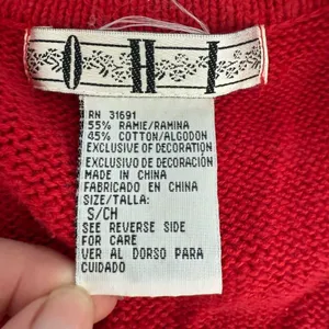 Vintage OHI Christmas Appliqué Embroidered Button Front Sweater Vest S thumbnail 8