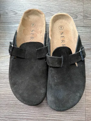 SERRA Black Suede Leather Clogs‎ Mules Slides Comfort Casual Shoes Size 7 thumbnail 1