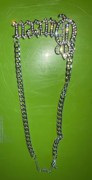Silver Crystal “Queen” Chain Necklace - Women Jewelry thumbnail 1